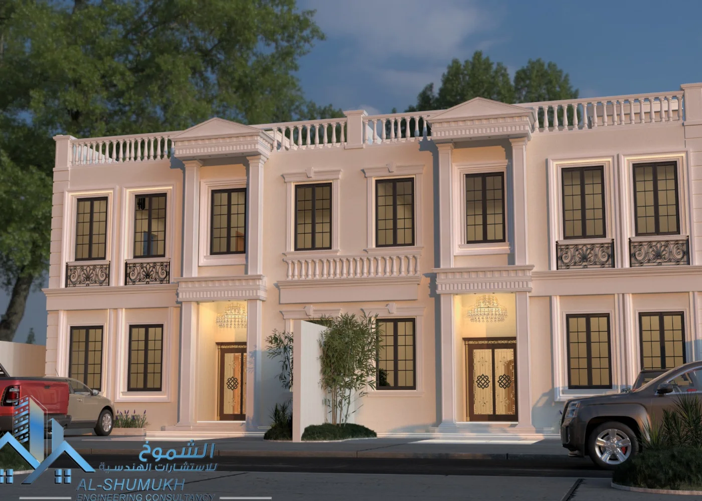 فيلتان سكنيتان متلاصقتان بطابع نيو كلاسيكي