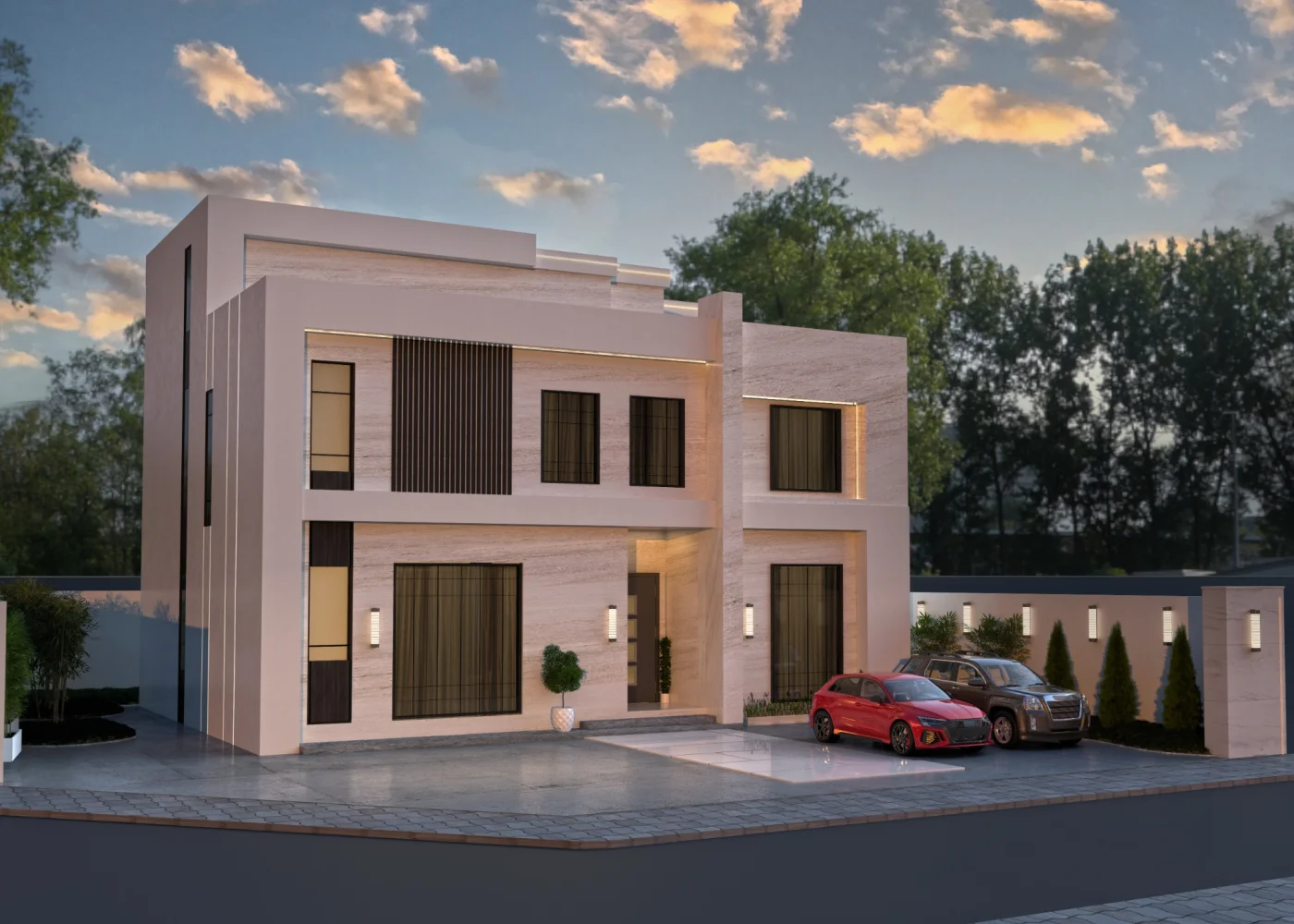 فيلا سكنية مودرن بتصميم هندسي معاصر