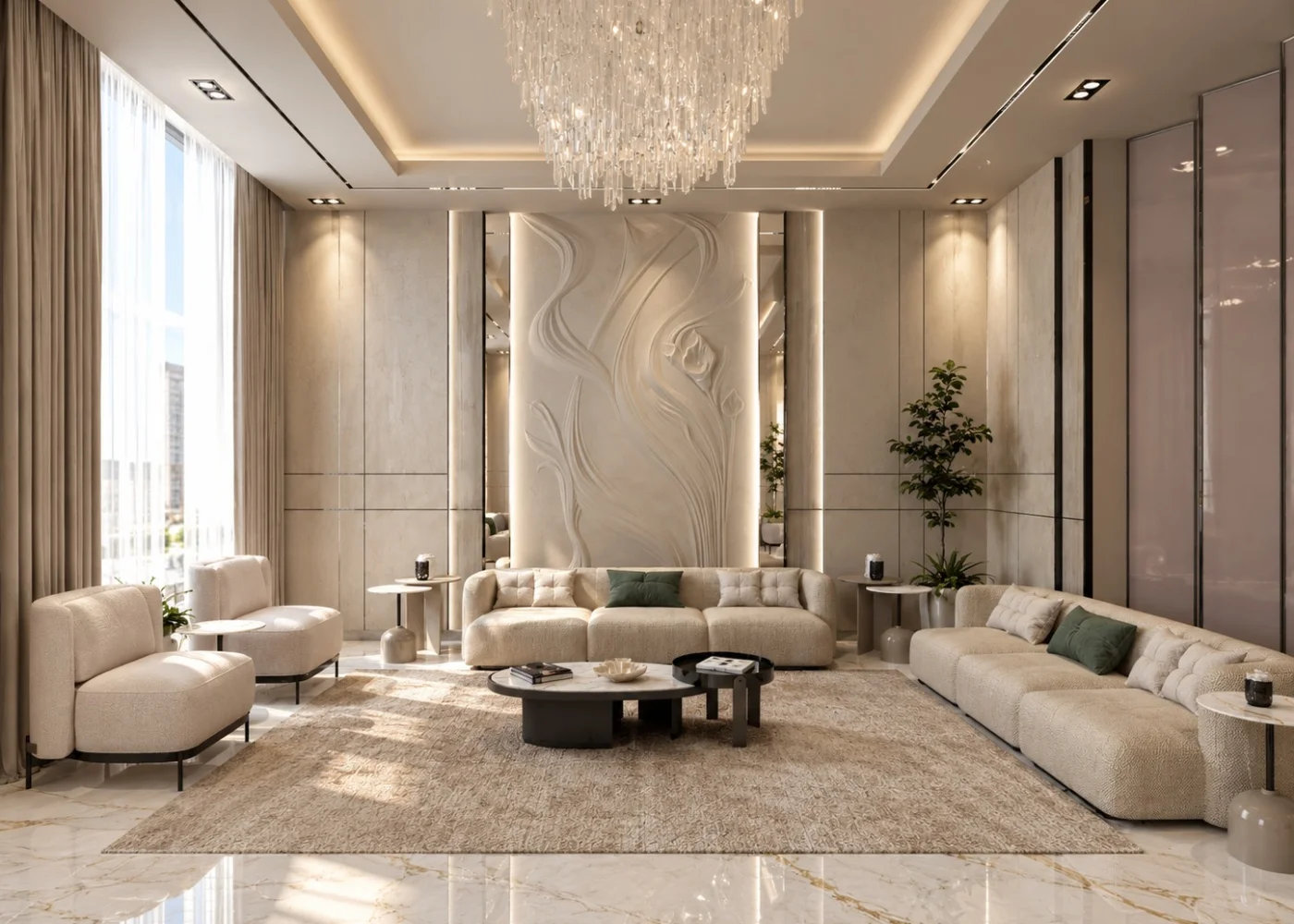 تصميم داخلي لفيلا سكنية بطابع معاصر فاخر